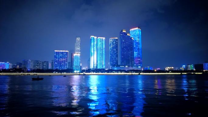 长沙橘子洲延时灯光秀夜景