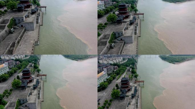 长江与清江在宜都市交汇处形成明显的分界线