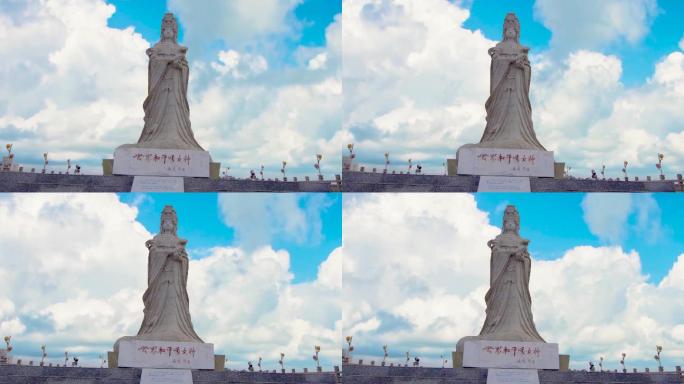 自由女神妈祖雕像延时摄影