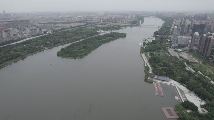 5.4K-沈阳浑河城市大气航拍空镜