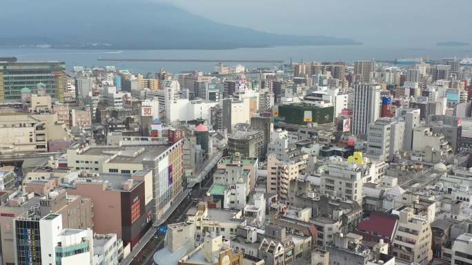 日本城市航拍4k 小鹿岛航拍空镜