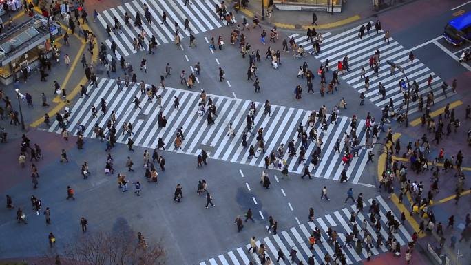 涩谷十字路口的行人