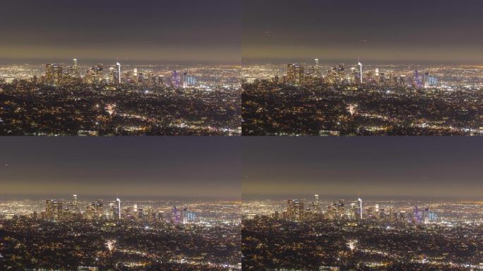 洛杉矶市中心的夜晚景观。