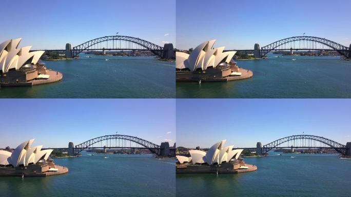 海港大桥和悉尼歌剧院的全景图。
