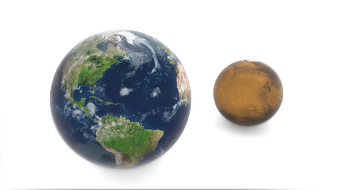 火星和地球的三维模型