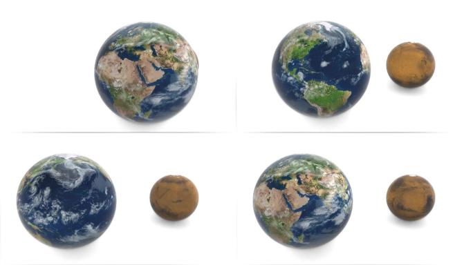 火星和地球的三维模型