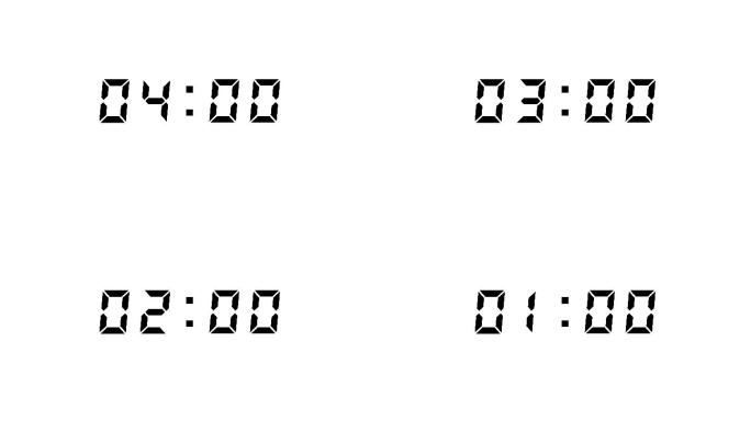 4K五分钟液晶数字效果时间倒计时