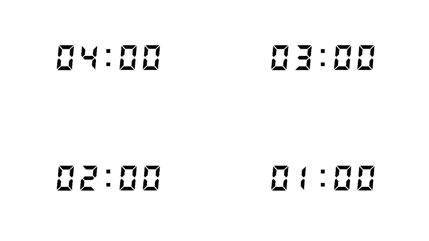 4K五分钟液晶数字效果时间倒计时