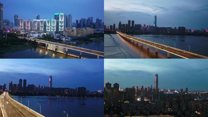 武汉沙湖大桥楚河汉街航拍