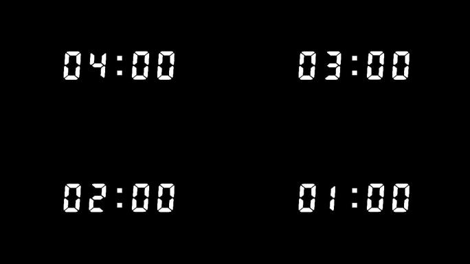 4K五分钟液晶数字效果时间倒计时