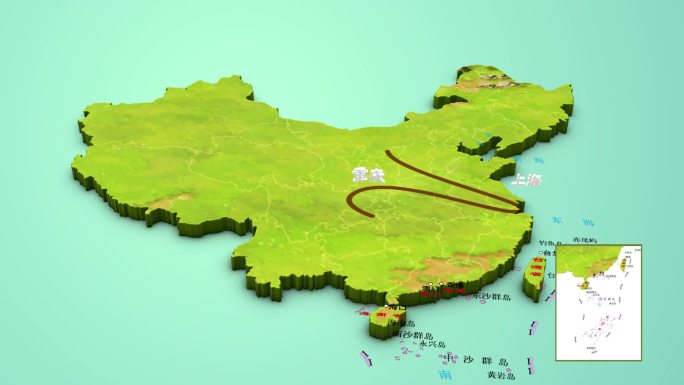 中国旅游 景点地图 卡通地图 景点线路