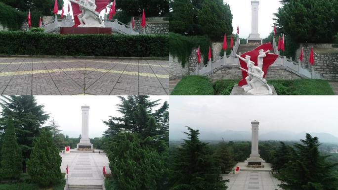 渭华起义纪念碑雕像航拍