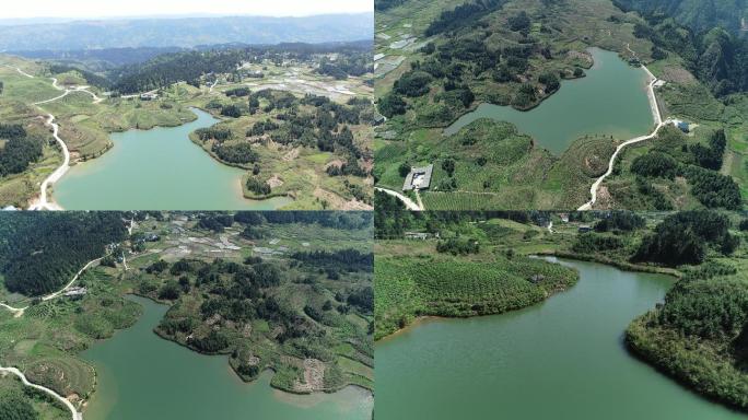 航拍贵州大山水库