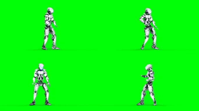 绿色背景上跳舞的机器人