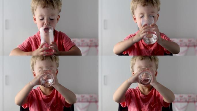 喝杯水的男孩的肖像