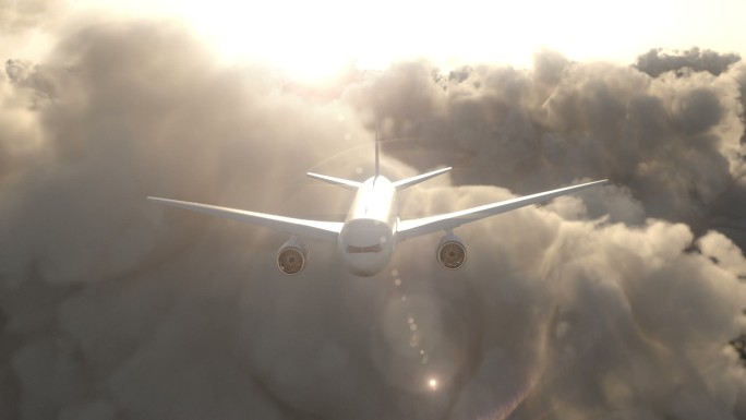 穿过云层的飞机