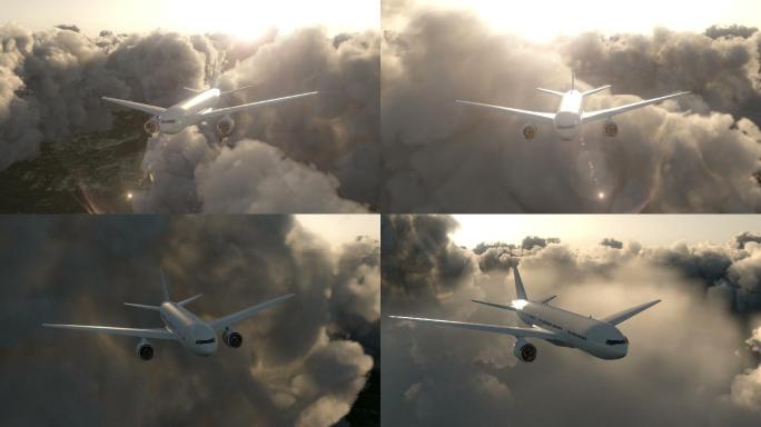 穿过云层的飞机