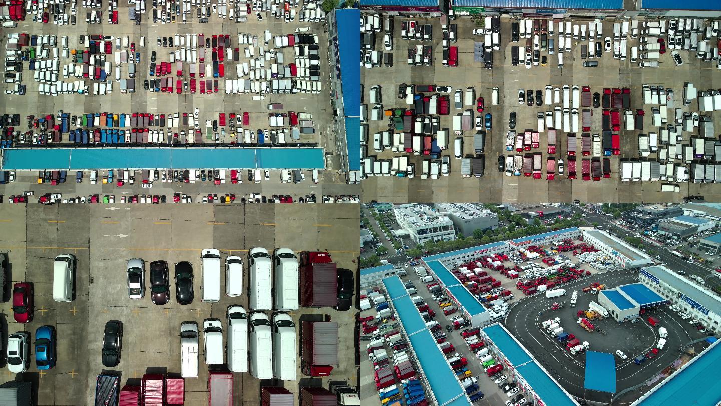4K长沙中南汽车世界卡车展示区航拍空镜