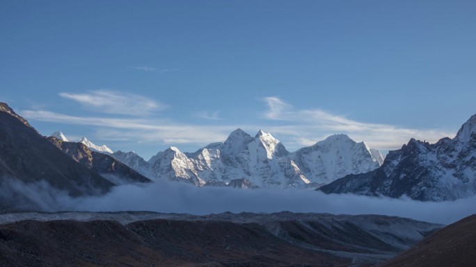 喜马拉雅山脉的延时云景