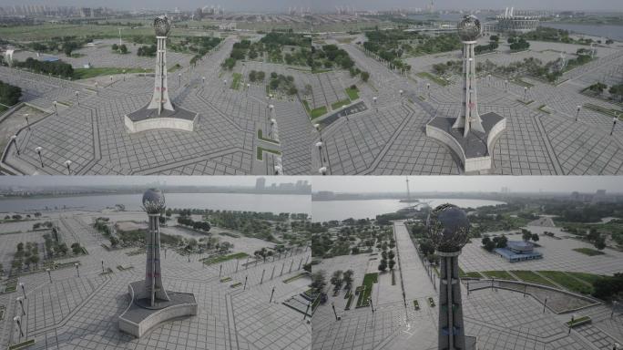 营口明湖广场5.4K航拍空镜