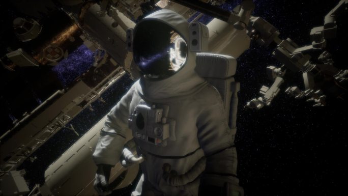 空间站外进行太空行走的宇航员