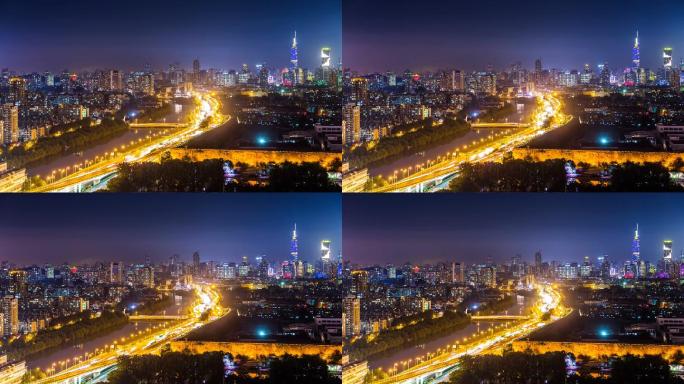 南京市夜景的时间流逝