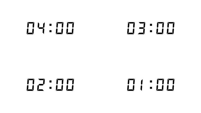 4K五分钟液晶数字效果时间倒计时