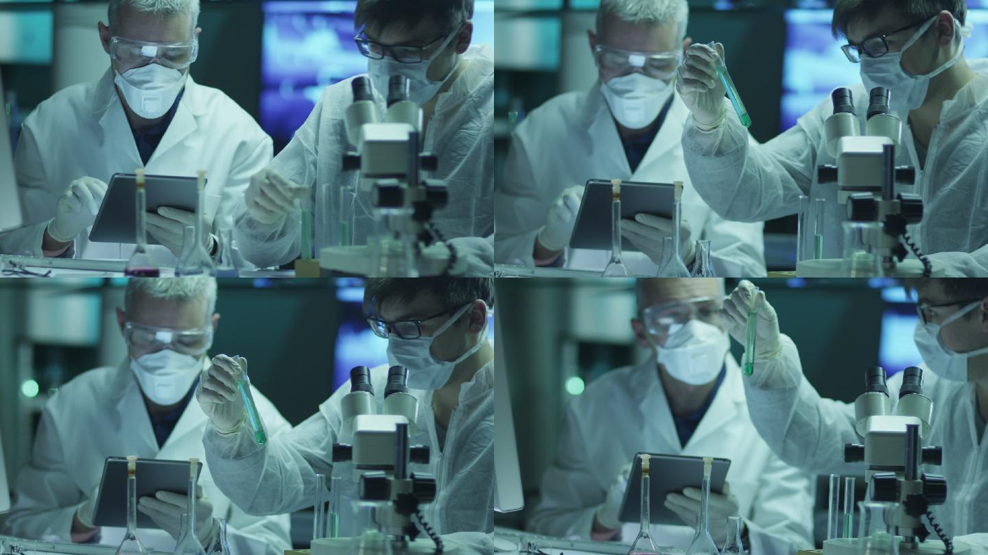科学家正在做生物研究，将数据写入平板电脑