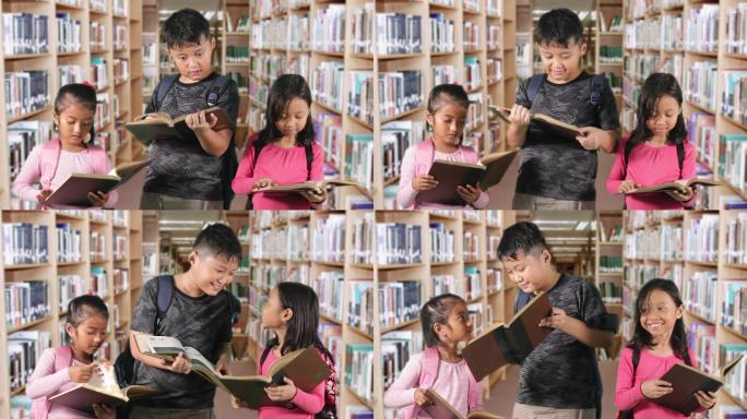 孩子读的书在图书馆