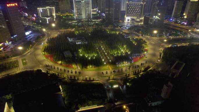 5.4K-航拍长春东方广场转盘夜景