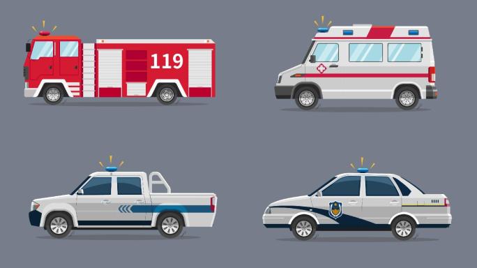 四款卡通车辆-透明通道