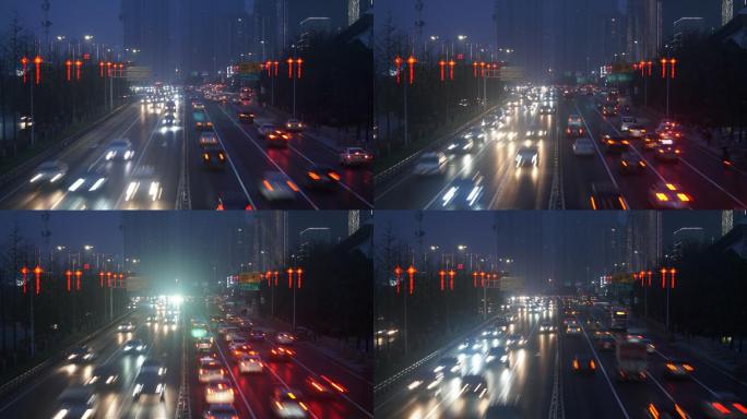 湖南长沙拍摄夜间移动车流延时