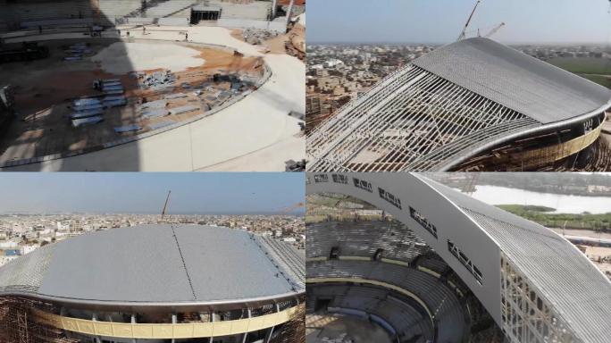 中非交流非洲体育馆建设施工作业全景