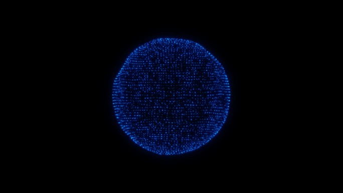 3d蓝色粒子球循环