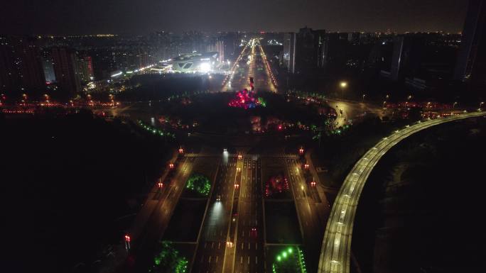 5.4K-航拍长春龙翔广场夜景