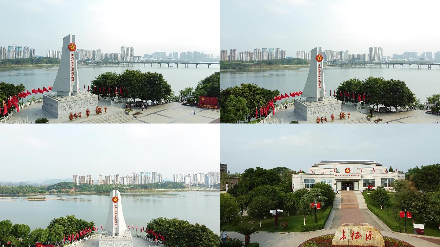 航拍江西赣州红色纪念碑