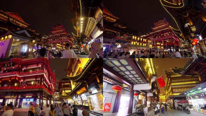 4K上海豫园夜景-上海历史上海老建筑