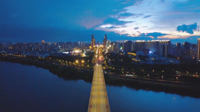 海口琼州大桥夜景航拍