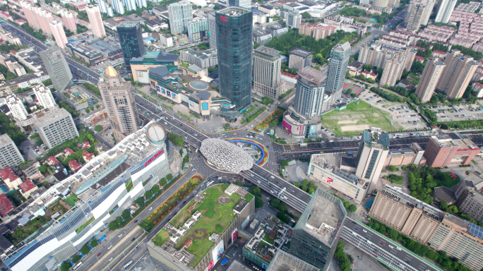 5K航拍五角场-上海交通城市商业中心