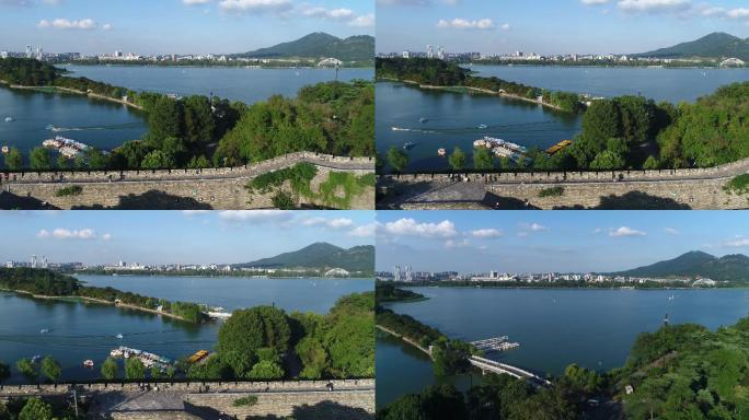 南京地标玄武湖碧水蓝天（带城墙紫金山）