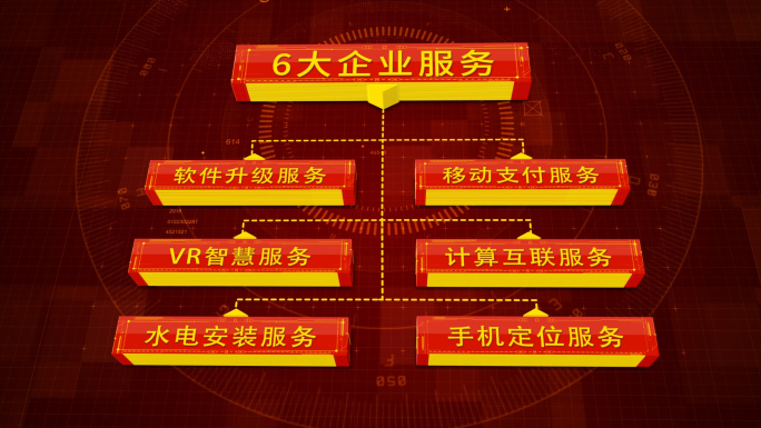 红色立体科技组织结构分类图AE模版