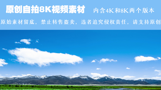 4K和8K理塘雪山绿色草原牦牛延时素材包