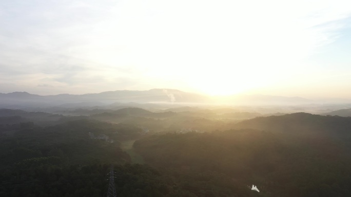 航拍日出晨曦神州大地乡村振兴新景象