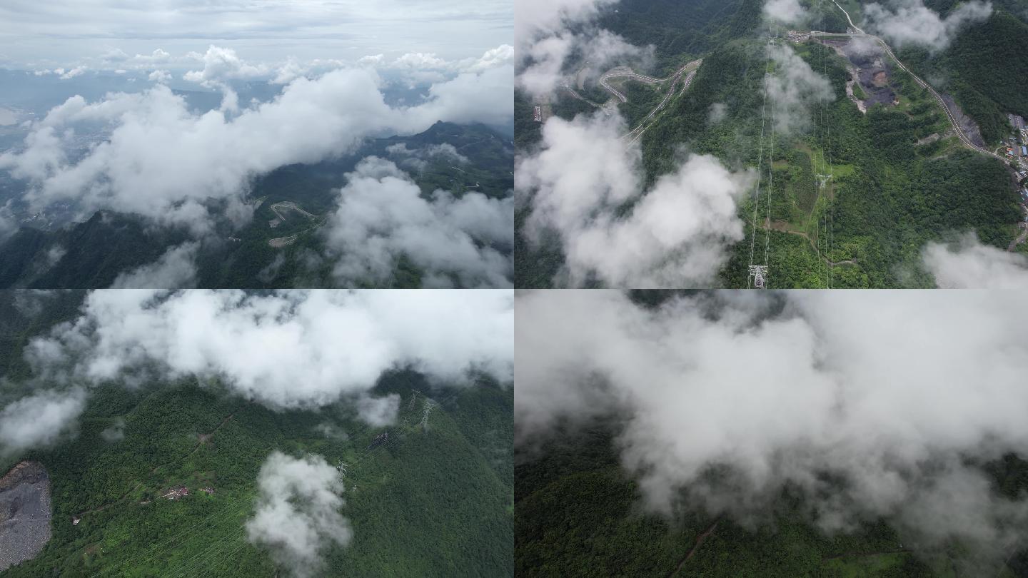 4K高山上的电力铁塔线路航拍视频