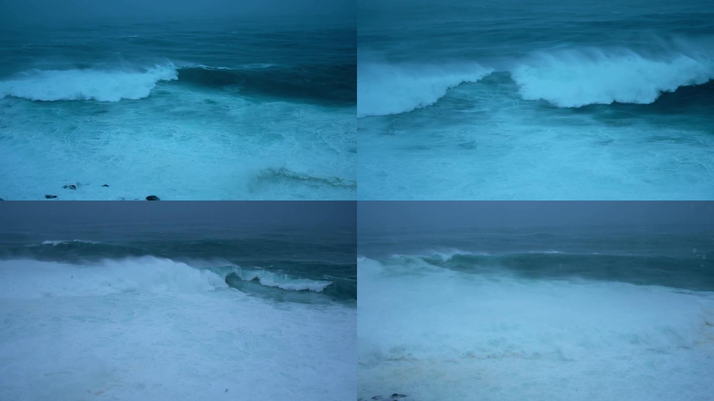 狂风暴雨下的海浪4K