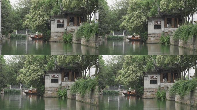 4K苏州古镇江南水乡雨天空镜头