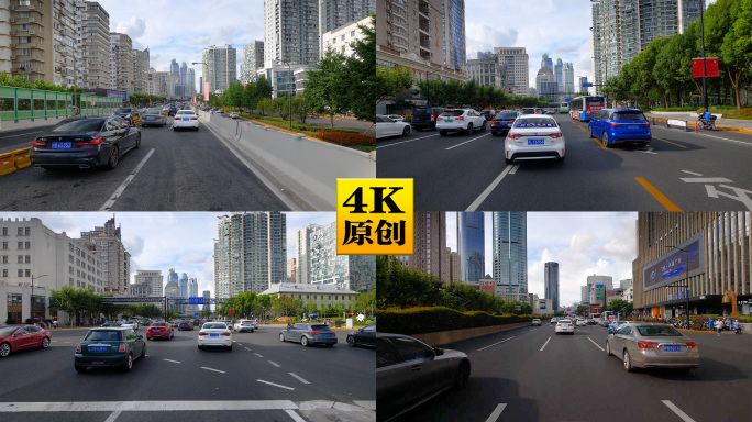 4K原创)繁华城市街道移动车载延时摄影