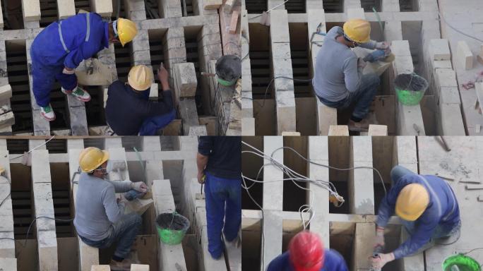 工地窑炉建设打磨砖块视频