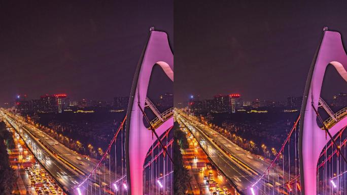 成都清水河大桥夜景延时摄影4K