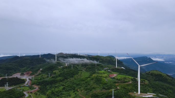 4k航拍风力发电风电场